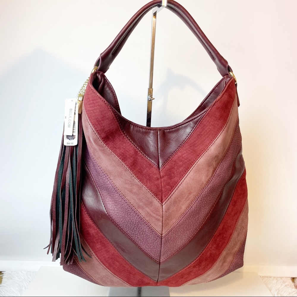 New Directions hobo bag Tassel Burgundy Mauve Plum